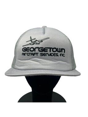 Georgetown Aircraft Service Snapback Trucker Mesh Hat Cap Airplane Pilot Vintage